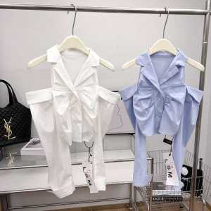 เสื้อเชิ้ตผู้หญิงคอวีเอวสูงทรงหลวมแขนยาวสไตล์เกาหลีแฟชั่นฤดูใบไม้ผลิและฤดูใบไม้ร่วง