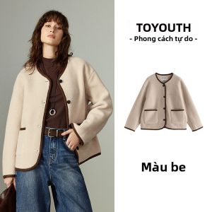Toyouth | Áo Choàng Len Cổ Tròn Phong Cách Chanel Giữ Ấm Mùa Đông Cho Nữ