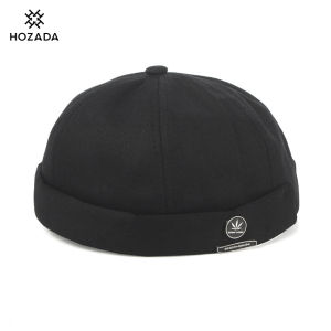 HOZADA Men Cap Melon Beanie Hats Adjustable Docker Cap Fashion Mens Landlord Hat Hip Hop Brimless Hat Spring And Summer Street Trend Melon Hat Embroidery Retro Cap