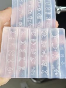 DIY Silicone Mold for Nail Art Decorations - Butterfly Knot Snowflake Chain Animal Shapes Dog Hat Notes Bell 3D Transparent Mold