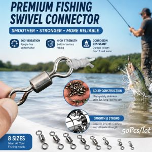 50PCS Fishing Figure Eight Swivel Connector Strong Pull Link Ring Rig Terminal Tackle Accessory Freshwater Saltwater Value Packs