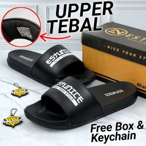 Sandal Slop Pria Sendal Selop Laki Laki Dewasa Slip on Slide KTN Full Hitam