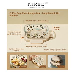 THREE LIFE | Microwaveable Glass Partitioned Bento Box