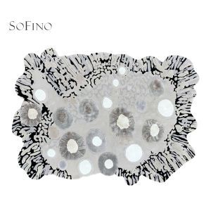 SoFINO | Luxury Irregular Long-haired Thick Black and White Carpet