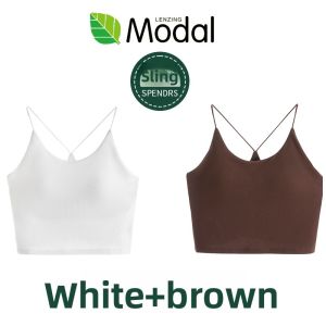 Miiow | Black U-Neck Bralette Vest Women Summer Inner Wear Sweet Style Backless One-Piece Padded Camisole Tank Top Short Length Vest