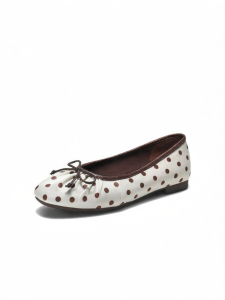 Belle | Dotted Bow Flat Shoes Ballet Slip-Ons Soft Thin Sole