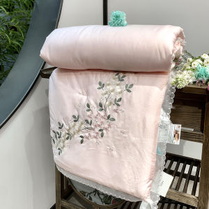 Summer Ice Silk Cooling Air Conditioner Quilt Double Size Washable Lightweight Lenzing Rayon Fiber Filled Comforter