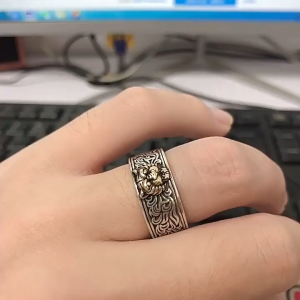 Cincin Pria Ukiran Kepala Harimau Gaya Retro Model Terbuka