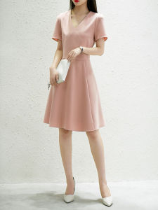 Elegant French Style V-Neck Dress Slimming High Waist Luxury Black Gown Cover up Chiffon A-Line Skirt Commute Korean Style