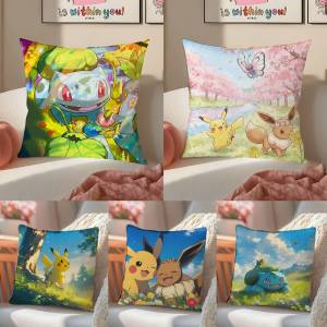 Bandai | Pokemon Darkrai Anime Plush Pillow Cover Soft Short Plush Cushion Cover for Sofa Bedroom Home Decor Gift Decoration