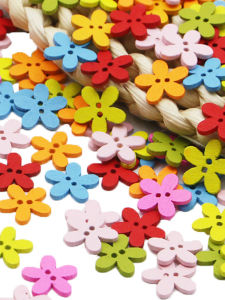 (100pcs/pack) 15mm Colorful Cartoon Wooden Buttons Dotted Design for Craft Round Sewing Scrapbook Home Decoration DIY