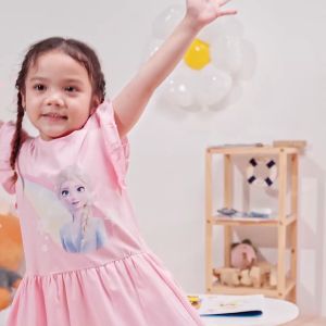 Váy bé gái Elsa cầu vồng BOMINES tay cánh tiên thun co giãn 4 chiều cho bé gái 3-12 tuổi 12-36kg DTNCANHTIENELSACAUVONG