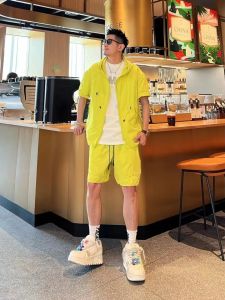 Summer Casual Men Hooded Short Sleeve Shorts Hip Hop Style Sports Suit Fashion All-Match Quick-Drying Breathable Two-piece Set