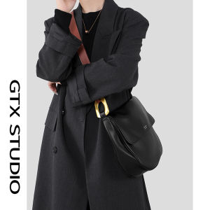 GTX.STUDIO Leather Tote Bag Womens Large Capacity Slant Cross Commuter Bag Casual Single Shoulder Soft Handle Pure Color