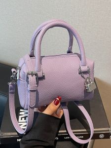 Purple Lychee Pattern Crossbody Bag Womens Handbag Stylish Versatile Summer 2025 Trendy Handheld Bowling Bag Fashionable