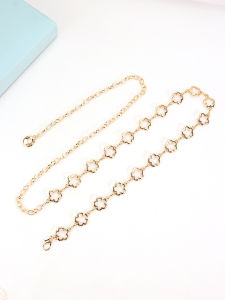 Metal Flower Waist Chain Womens Skirt Fashionable Belt Decorative Chain Dress Waist-Hugging Four Seasons Accessories
