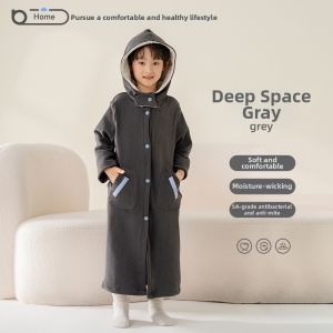 batubatu | Fleece Lined Thickened Hooded Bathrobe for Toddlers