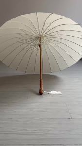 Windproof Double Person Manual Solid Color Wooden Umbrella