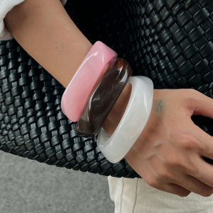 Ingemark | Ingemark Y2K Kpop Irregular Resin Acrylic Bangles for Women New Trend Boho Geometric Charm Wide Bracelets Pulseras Jewelry Gift