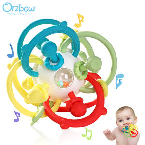 Orzbow Baby Teether Manhattan Ball Rattle Gift for Newborn Baby Chew Silicone Teething Toys Infant Grip Training Toy Sensory Toys