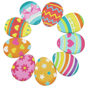 (12 Pieces/pack) 8* 6cm Easter Wooden Easter Egg Decoration Holiday Crafts Product Showcase Scene Layout Painting DIY