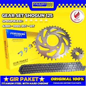 GIR GEAR SET GIR PAKET DRIVE CHAIN KIT ASLI FUKUKAWA SHOGUN 125 428H-100L 35T-14T ORIGINAL ORI ASLI FUKUKAWA