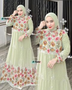 gamis set hijab ceruty full furing