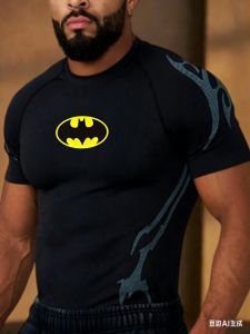 Hot Toys | Summer Fashion New Super Hero Batman 3D Printed Fitness Training Competition Quick Drying Sportswear Summer Mens T-shirt Large
