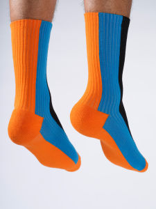 Original SOX&CO. Color Block Cotton Lycra Sports Socks Mens Fitness Absorbent Towel Bottom Mid-Calf Trendy Socks