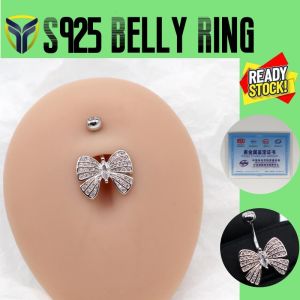 ห่วงเจาะท้องสำหรับผู้หญิง S925สะดือรูปผีเสื้อเงินสเตอร์ลิงแบบดั้งเดิมอัญมณีประดับร่างกายห่วงจิวสะดือสำหรับฤดูร้อนไม่ก่อให้เกิดอาการแพ้2023