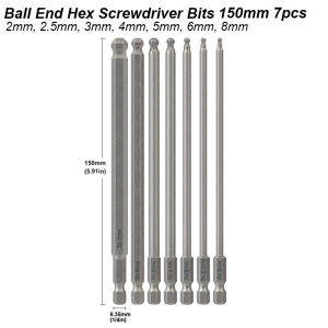 Ball End Hex Head Allen Wrench Drill Bit Key Set Magnetic Hex Shank Long Metric Driver Tip Angle Drive for Power Drill Hand Tool