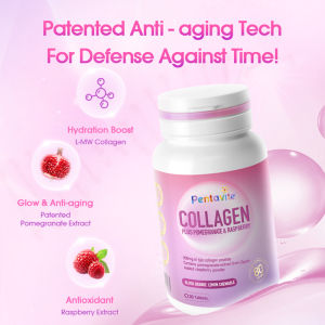 Pentavite Collagen plus Pomegranate & Rasberry 30 tablets Chewable Vitamin 胶原蛋白咀嚼片