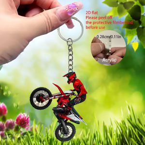 1 motorcycle 2D flat acrylic keychain - motorcycle stunt rider designmotorcycle keychain car keychainmotorcycle enthusiasts