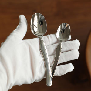 Ergonomic 18/10 Stainless Steel Thickened Spoon Fork Dessert Fork Baby Food Auxiliary Food Small Size Childrens Spoon