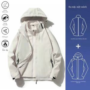 Ngoài Trời Ba Trong Một Có Thể Tháo Rời 2024 Mùa Xuân Mới Mùa Thu Áo Khoác Chống Nước Chống Gió Leo Núi Phù Hợp Với Nam Quần Áo Ngoài Trời