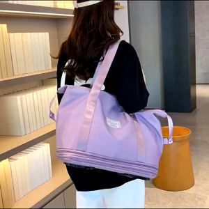 Expandable Duffle Pack with Rollers Dry-Wet Separation Business Luggage Bags Foldable Luggage Bag Travel Large Capacity