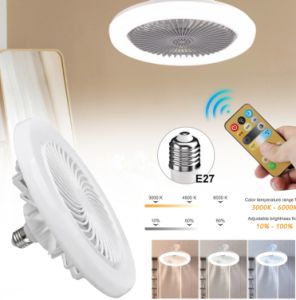 VOVA Socket Fan Light E27 Ceiling Fan with Light LED Lamp Fan with Remote Aroma Diffuser Silent Ceiling Fan for Bedroom Living Room