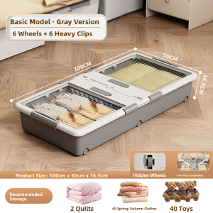 MEIZHUFU | Transparent Large Capacity Drawer-style Underbed Storage Box