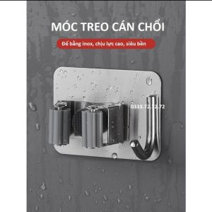Móc treo nhà tắm chất liệu INOX 304 móc chổi búi rửa bát bàn chải... có keo dính và ốc vít