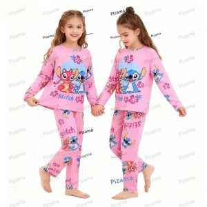 ชุดนอนเด็กแขนยาวลายสติทช์ สีชมพู ชุดนอนเด็กใส่สบาย ชุดนอนเด็ก ชุดนอนใส่อยู่บ้าน ชุดนอนลายลิโลแอนด์สติทช์