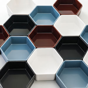 ชามเมลามีนรูปหกเหลี่ยมสไตล์นอร์ดิกรูปร่างไม่เป็นระเบียบชามพลาสติกสําหรับอาหารเย็นสลัดและอาหารว่าง