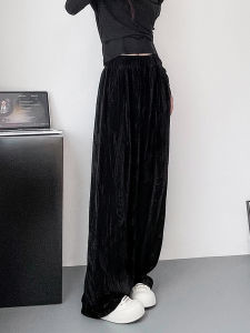 Casual Trousers Womens Autumn plus Size Fat MM High Waist Meat Covering Slim Wide Leg Straight Tube Drapey Floor-Length Pants