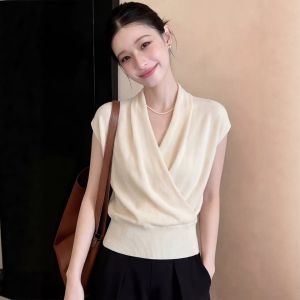 V.C.I | Crisscross V-Neck Ice Silk Slimming Knit Blouse