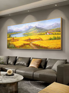 Original Hand-Drawn Oil Painting Harvest Decorative Artwork Mountain Landscape Living Room Scenery Hanging Picture Gold Mountain
