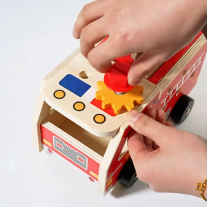 Wooden Fire Truck Toy Nut Assembly Disassembly Building Set Pretend Play Tool Car Educational STEM Gift for Boys Kids