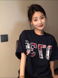 Retro American Trendy Brand Oversize round Neck Short Sleeve T-Shirt Womens Couple Match Cotton Casual Streetwear Tee