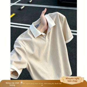 OUMULONG | Áo Polo Nam Thoáng Khí Thoải Mái Chất Liệu Linen Màu Nâu