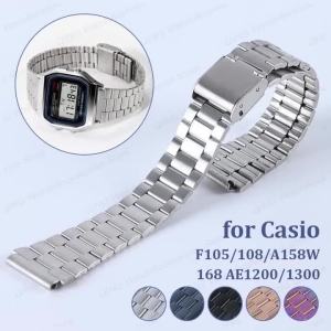 for Casio F-91W Stainless Steel Watchband 18mm Strap for SGW400 F84 F105/108/A158W/168 AE1200/1300 Men Women Metal Bracelet Belt