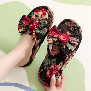 Dép Vải Cotton Mềm Mại Thoải Mái Chống Thấm Nước Chống Trượt Thoáng Khí Mùa Thu Đông Dùng Trong Nhà Không Gây Hại Cho Sàn