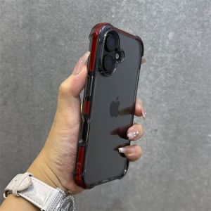 เคสโทรศัพท์อะคริลิกแบบกันกระแทกสำหรับ Apple iPhone 16 pro Max ขอบขาวโปร่งใส ป้องกันการตกหล่นด้านล่าง 4 มุม
